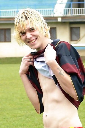 Sexy blonde soccer teen boy Adrian